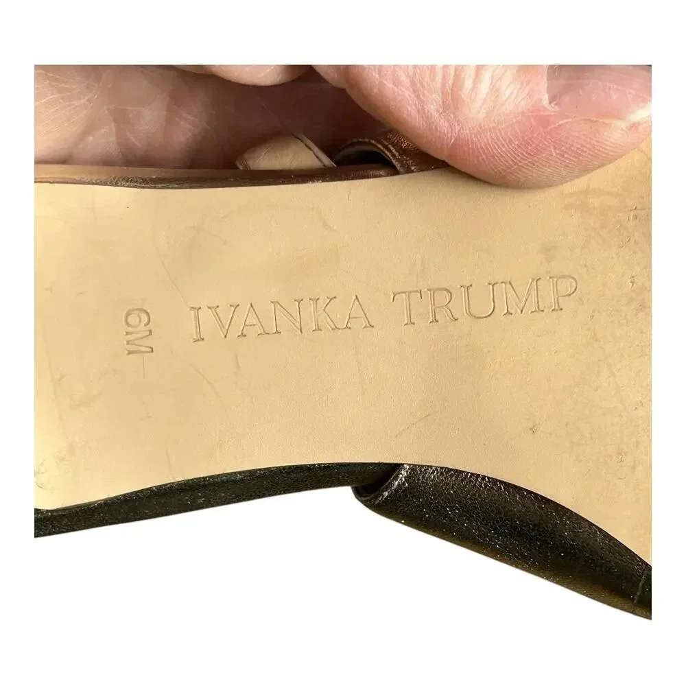 Ivanka Trump Gold Sling Back Size 6 Pointed Toe Flats Buckle Sandals Women’s
